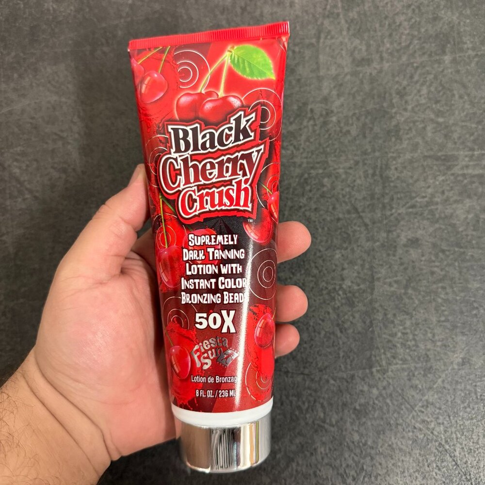 Fiesta Sun Black Cherry Crush Tanning Lotion 8 oz 50X w/Black Bronzer Beads